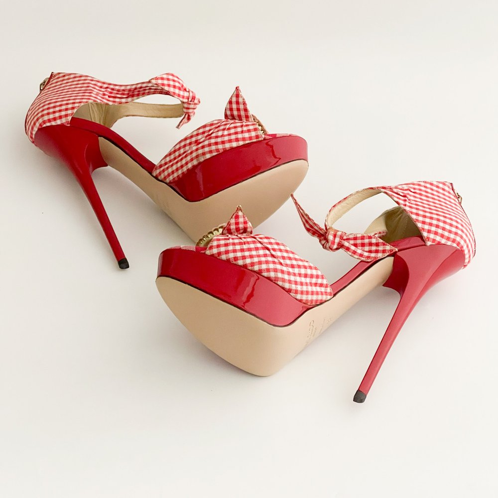 Jimmy Choo Stiletto Heels With Reworked Cherry Pie Accents (US 9.5